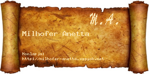 Milhofer Anetta névjegykártya